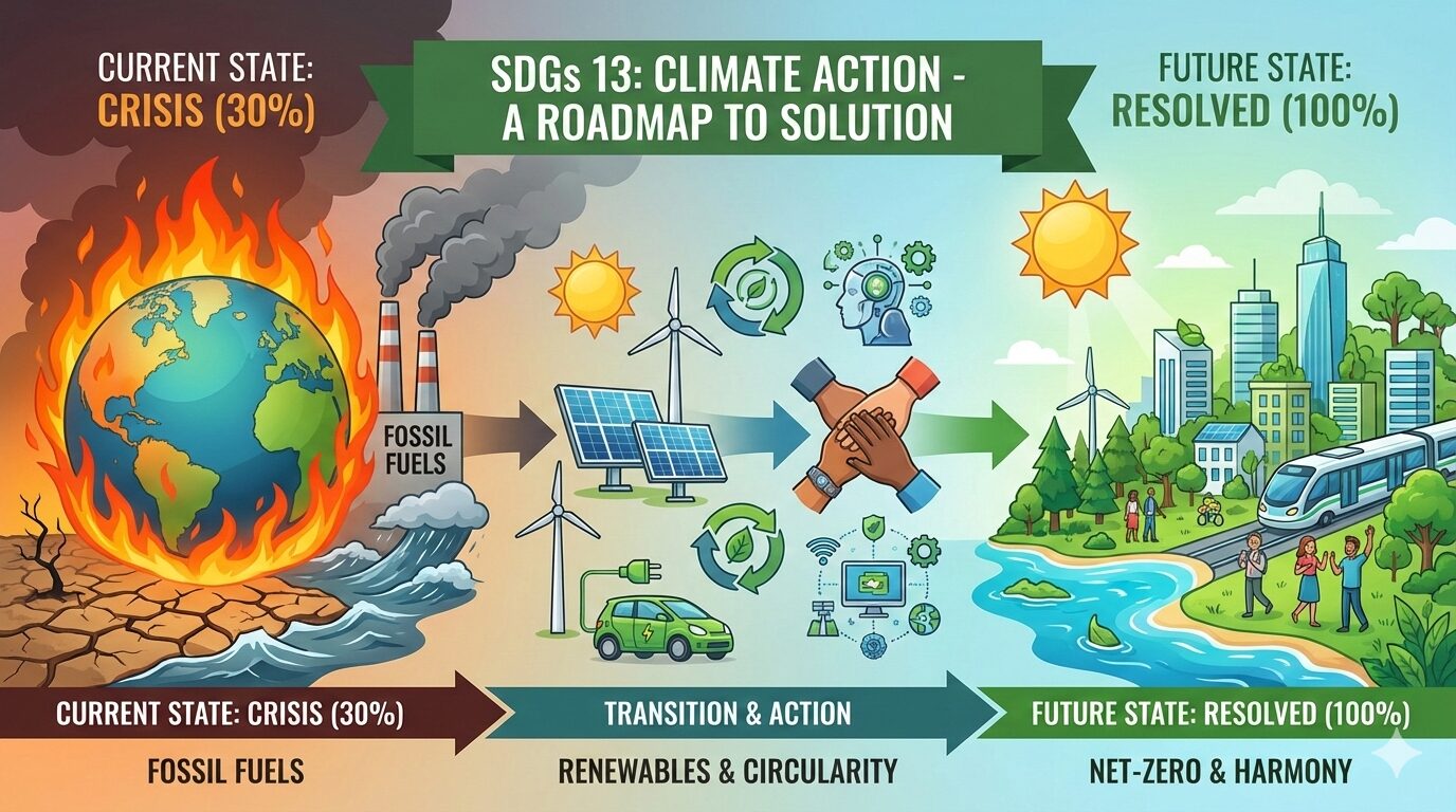 SDGs 13：気候変動に具体的な対策を における、問題解決までの手順書