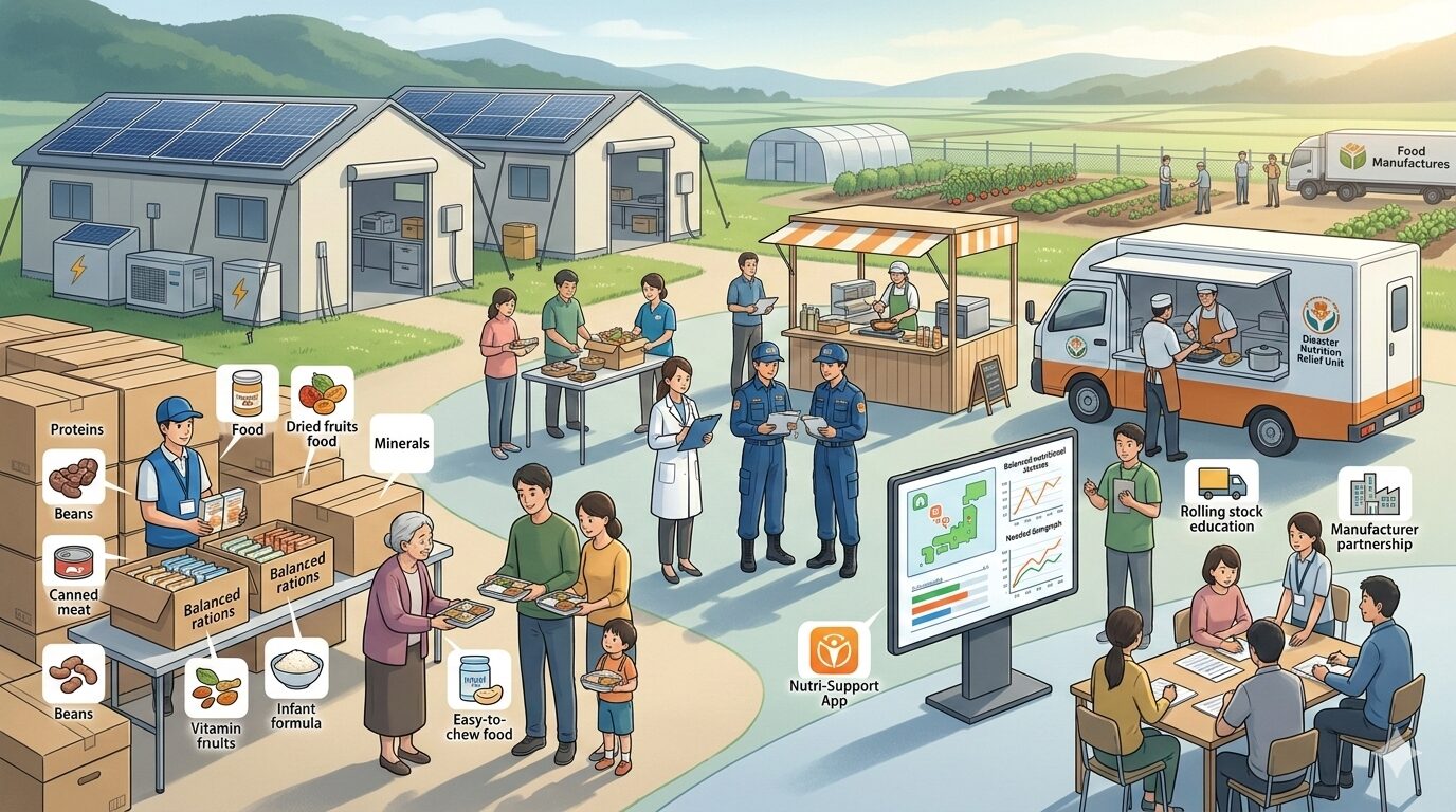 災害時の栄養問題における、問題解決までの手順書