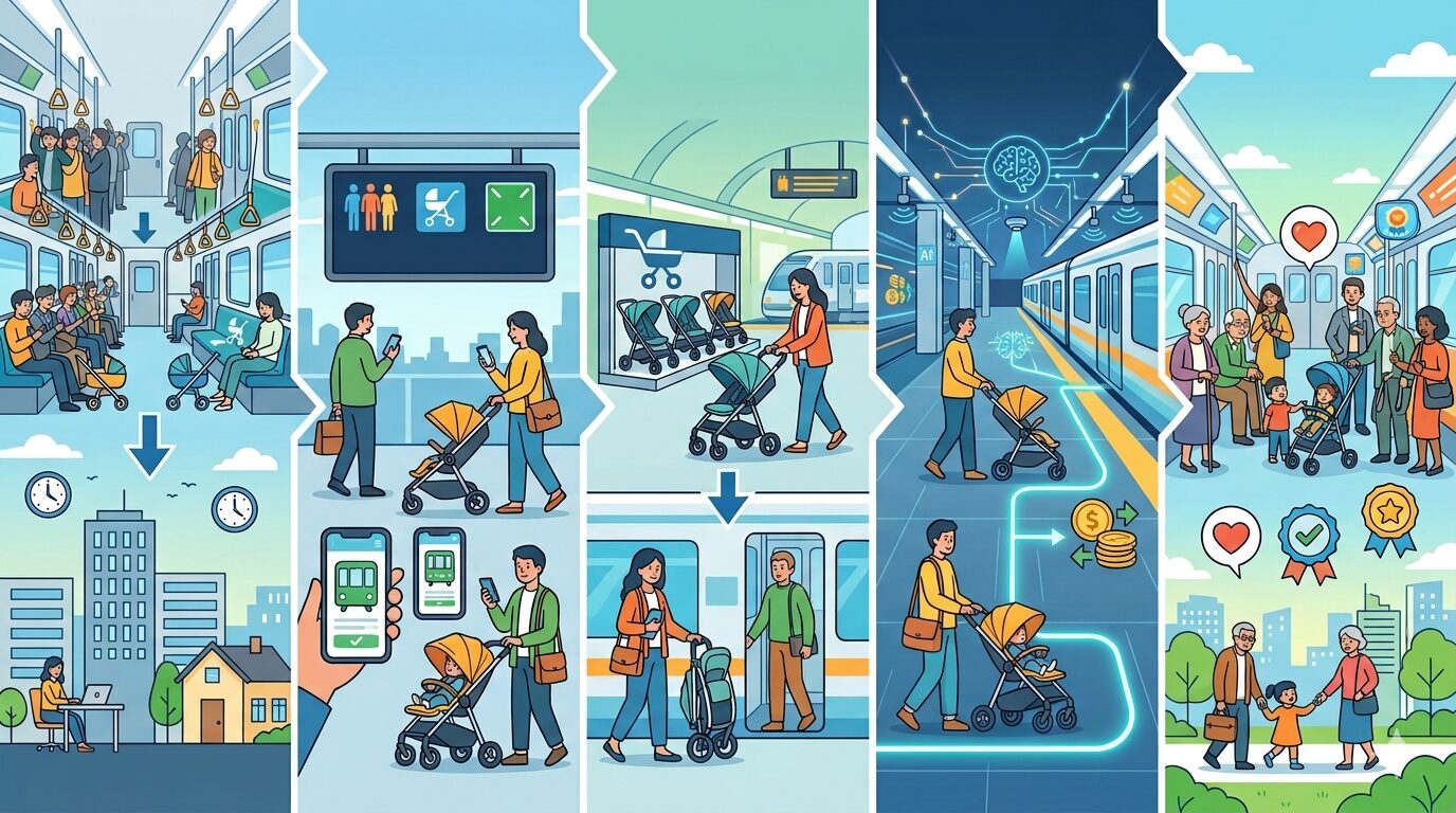 通勤ラッシュ時のベビーカー利用における、問題解決までの手順書