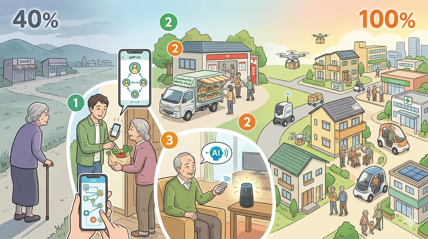 買い物難民における、問題解決までの手順書